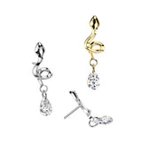 Titanium Threadless Floating Convex Base Snake CZ Belly Button Ring