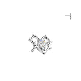 Titanium Threadless Push In Heart & Thorn CZ Replacement For Lip Belly
