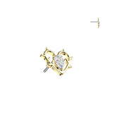 Titanium Threadless Push In Heart & Thorn CZ Replacement For Lip Belly