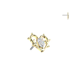 Titanium Threadless Push In Heart & Thorn CZ Belly Rings