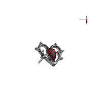 Titanium Threadless Push In Heart & Thorn CZ Replacement For Lip Belly