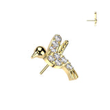Titanium Threadless Floating Convex Base Hummingbird CZ Top Belly Button Ring