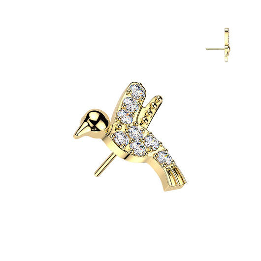 Titanium Threadless Floating Convex Base Hummingbird CZ Top Belly Button Ring