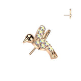 Titanium Threadless Floating Convex Base Hummingbird CZ Top Belly Button Ring