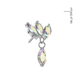 Titanium Threadless Floating Convex Base  Marquise CZ Dangle Top Belly Button Ring