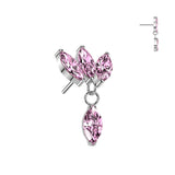 Titanium Threadless Floating Convex Base  Marquise CZ Dangle Top Belly Button Ring