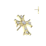 Titanium Threadless Push In CZ Celtic Cross Top For Ear, Lip Belly