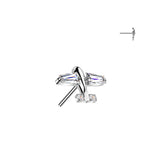 Titanium Threadless Push In Airplane CZ Replacement Top Belly Lip Ear