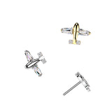 Titanium Threadless Push In Airplane CZ Replacement Top Belly Lip Ear