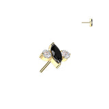 Titanium Threadless Push In Marquise CZ Top For Belly, Lip, Tragus