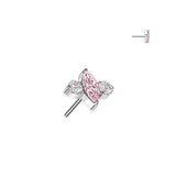 Titanium Threadless Push In Marquise CZ Top For Belly, Lip, Tragus