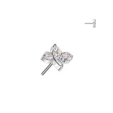 Titanium Threadless Push In Marquise CZ Top For Belly, Lip, Tragus