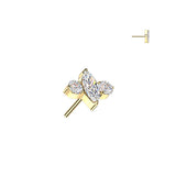 Titanium Threadless Push In Marquise CZ Top For Belly, Lip, Tragus