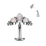 Titanium Threadless Floating Base Marquise CZ or Opal Long Belly Ring