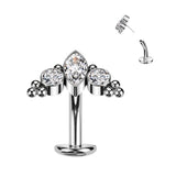 Titanium Threadless Floating Base Marquise CZ or Opal Long Belly Ring
