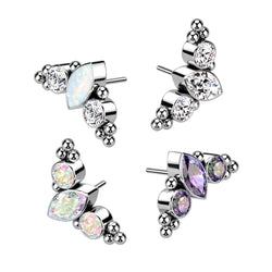 Titanium Threadless Push In Marquise CZ Replacement Top Belly Lip