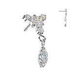 Titanium Threadless Floating Convex Base Marquise CZ Dangle Belly Button Ring