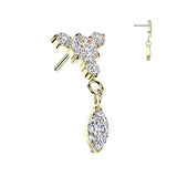 Titanium Threadless Floating Convex Base Marquise CZ Dangle Belly Button Ring