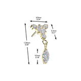 Titanium Threadless Floating Convex Base Marquise CZ Dangle Belly Button Ring