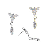 Titanium Threadless Floating Convex Base Marquise CZ Dangle Belly Button Ring
