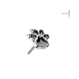 Titanium Threadless Push In Enamel Paw Top For Lip Cartilage Helix Earring