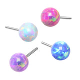 Titanium Threadless Push In Round Opal Top Replacement For Lip Belly