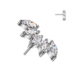 Titanium Threadless Floating Convex Basel 5 CZ Fan Top Belly Button Ring