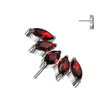 Titanium Threadless Floating Convex Basel 5 CZ Fan Top Belly Button Ring