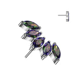 Titanium Threadless Floating Convex Basel 5 CZ Fan Top Belly Button Ring