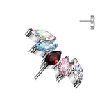 Titanium Threadless Floating Convex Basel 5 CZ Fan Top Belly Button Ring