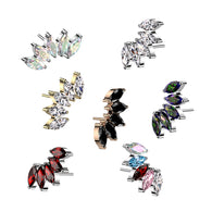 Titanium Threadless Floating Convex Basel 5 CZ Fan Top Belly Button Ring