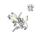 Titanium Threadless Floating Convex Base Butterfly Top Belly Button Ring