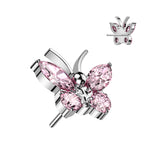 Titanium Threadless Floating Convex Base Butterfly Top Belly Button Ring