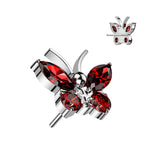 Titanium Threadless Floating Convex Base Butterfly Top Belly Button Ring