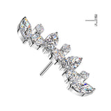 Titanium Threadless Floating Convex Base Marquise CZ  Curved Fan Top Belly Button Ring