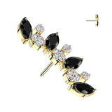 Titanium Threadless Floating Convex Base Marquise CZ  Curved Fan Top Belly Button Ring