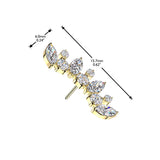 Titanium Threadless Floating Convex Base Marquise CZ  Curved Fan Top Belly Button Ring