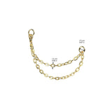 Titanium Nose Ear Double Chain Connector With 2 O-Ring