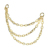 Cool! Titanium Nose Ear Triple Chain Connector With 2 O-Ring
