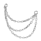 Cool! Titanium Nose Ear Triple Chain Connector With 2 O-Ring
