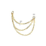 Cool! Titanium Nose Ear Triple Chain Connector With 2 O-Ring