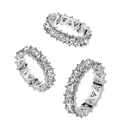 Shiny Triangle 6mm CZ Eternity Stainless Steel Ring