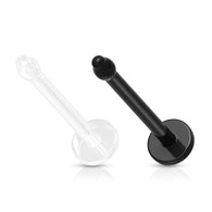 5 Pc Clear & Black Bio Flex Flat Top Nose Bone Retainer