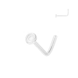 Glass L Bend Retainer For Nose, Ear and More With Flat Round Top
