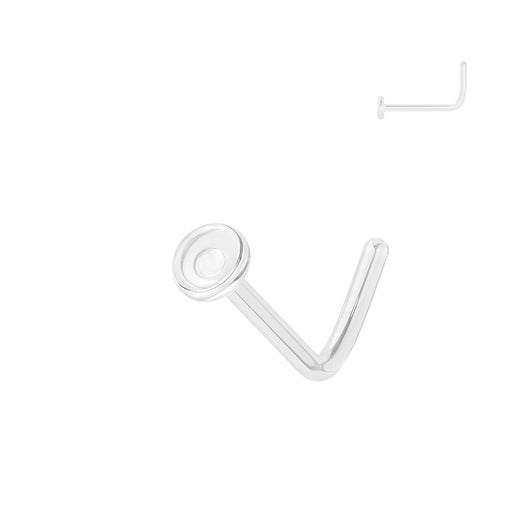 Glass L Bend Retainer For Nose, Ear and More With Flat Round Top