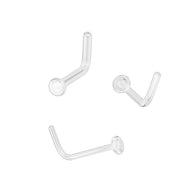 Glass L Bend Retainer For Nose, Ear and More With Flat Round Top