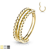 High Precision Double-Sided Milgrain Beads Hinged Hoop Segment Rings Cartilage