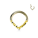 Lined Pyramid Cuts Chevron Hinged Hoop Segment Rings Nose Septum Ear Cartilage