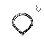 Lined Pyramid Cuts Chevron Hinged Hoop Segment Rings Nose Septum Ear Cartilage