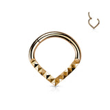 Lined Pyramid Cuts Chevron Hinged Hoop Segment Rings Nose Septum Ear Cartilage